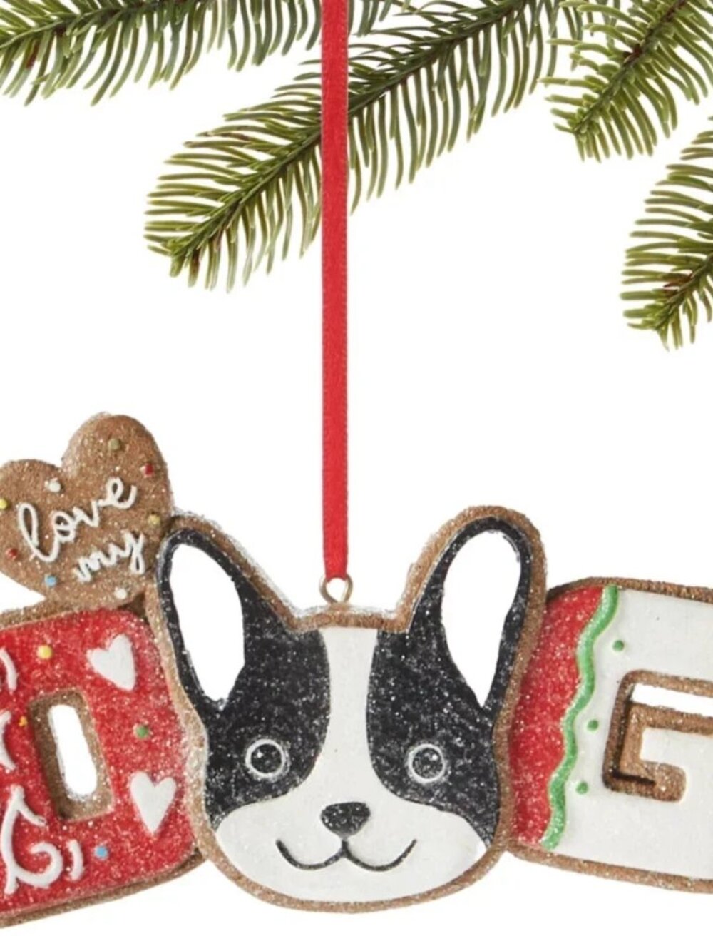 Holiday Lane Pets I Love My Dog Boston Terrier Ornament Christmas Decor Gift Pet
